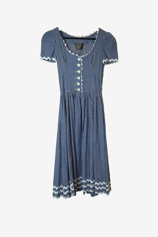 Biba Blue Gingham Vintage Midi Dress image 0