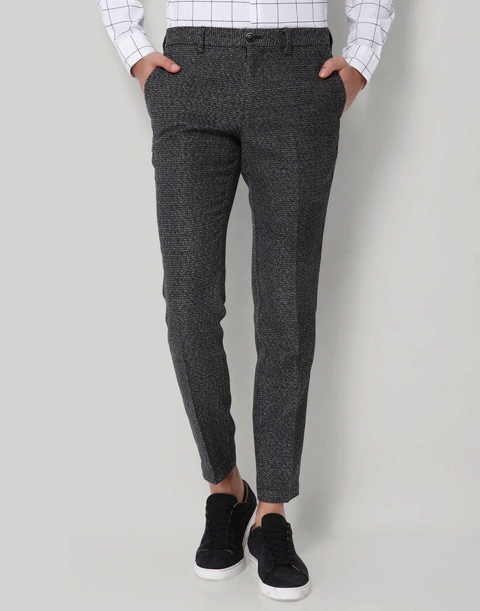 Black Check Formal Trousers