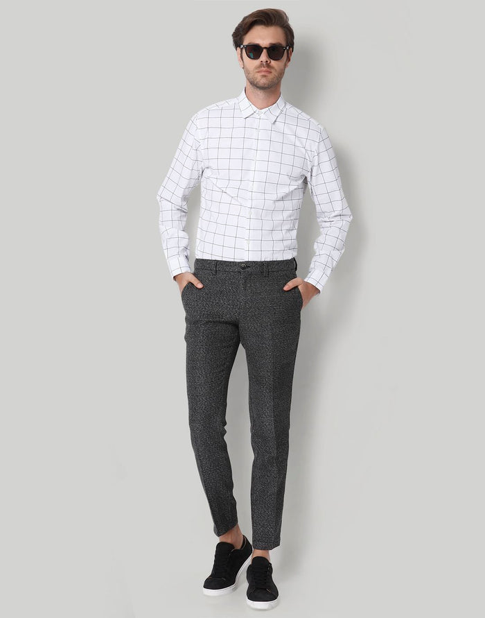 Black Check Formal Trousers