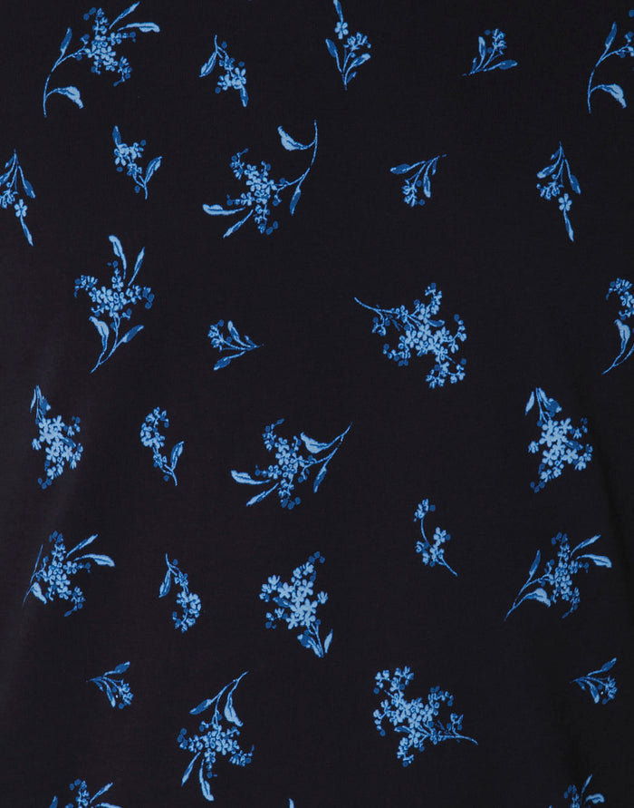 Black Floral Print Crew Neck T-Shirt