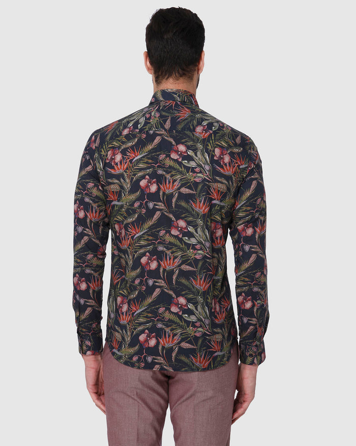 Black Floral Print Full Sleeves Shirt