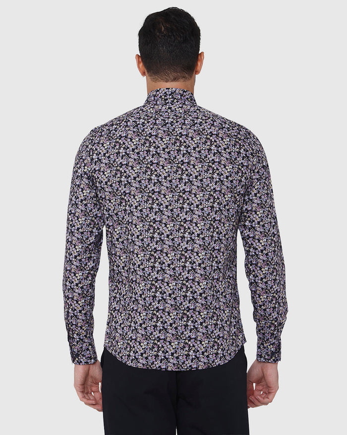 Black Floral Print Full Sleeves Shirt