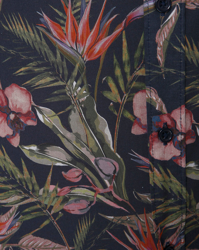 Black Floral Print Full Sleeves Shirt