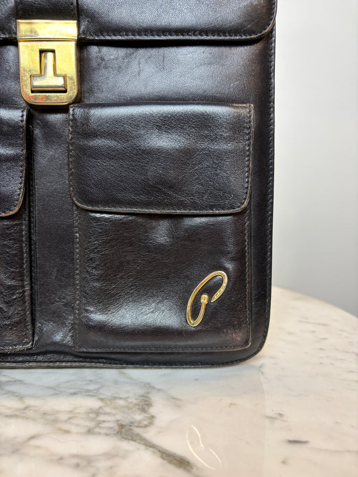 Black Leather Gentlemans Portfolio Bag image 4