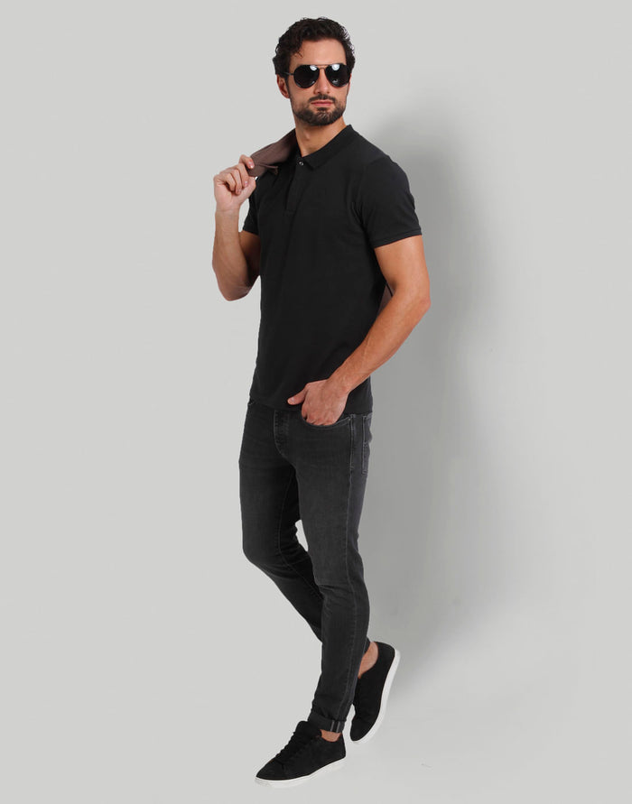 Black Polo Neck T-Shirt