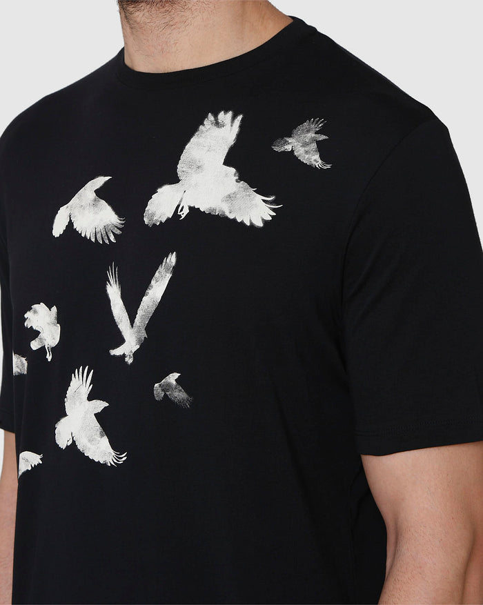 Black Printed Crew Neck T-Shirt