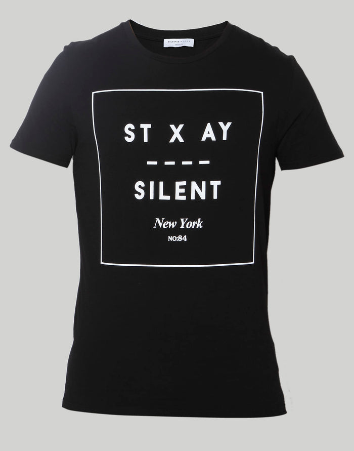 Black Printed Crew Neck T-Shirt