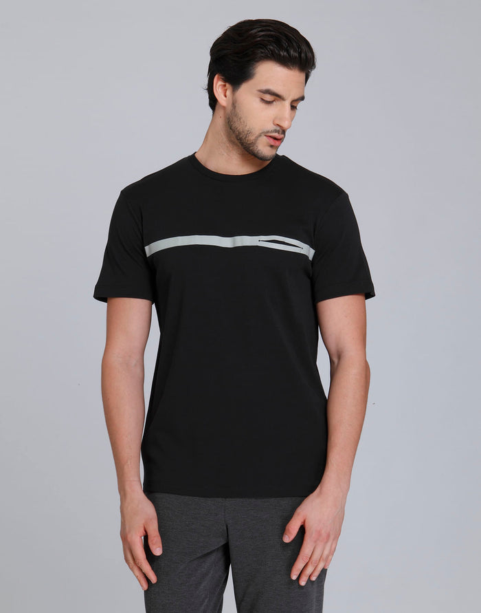 Black Striped Crew Neck T-Shirt