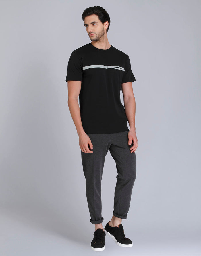 Black Striped Crew Neck T-Shirt