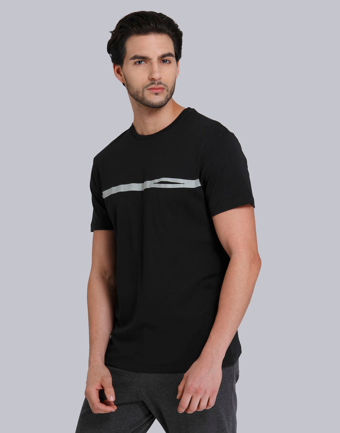 Black Striped Crew Neck T-Shirt