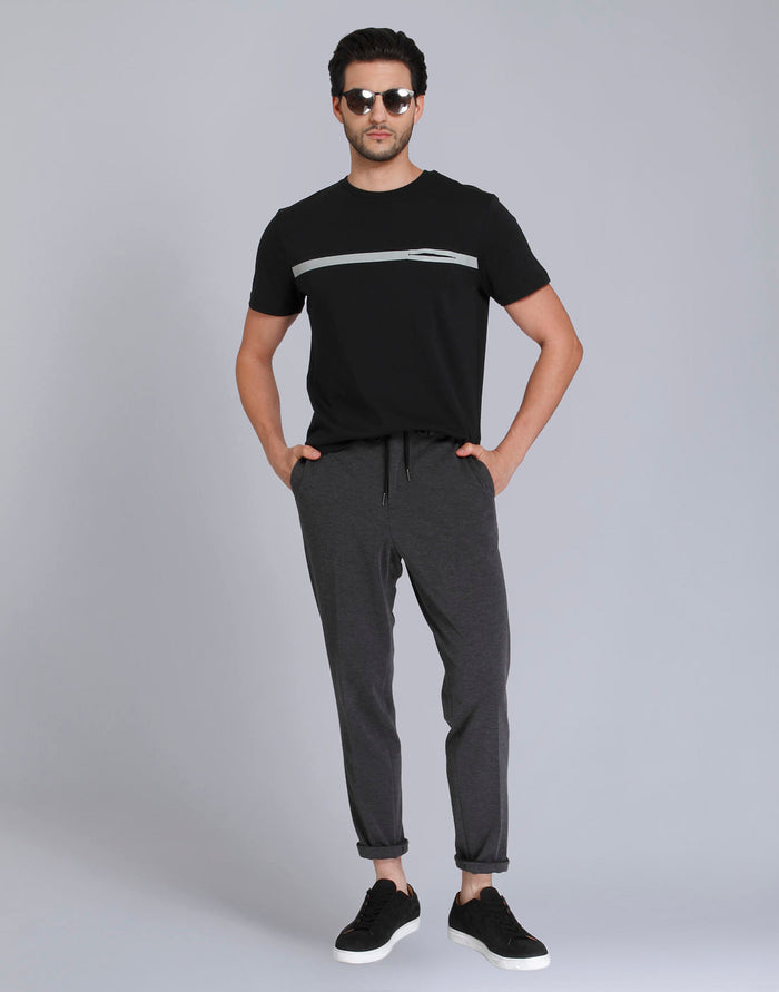 Black Striped Crew Neck T-Shirt