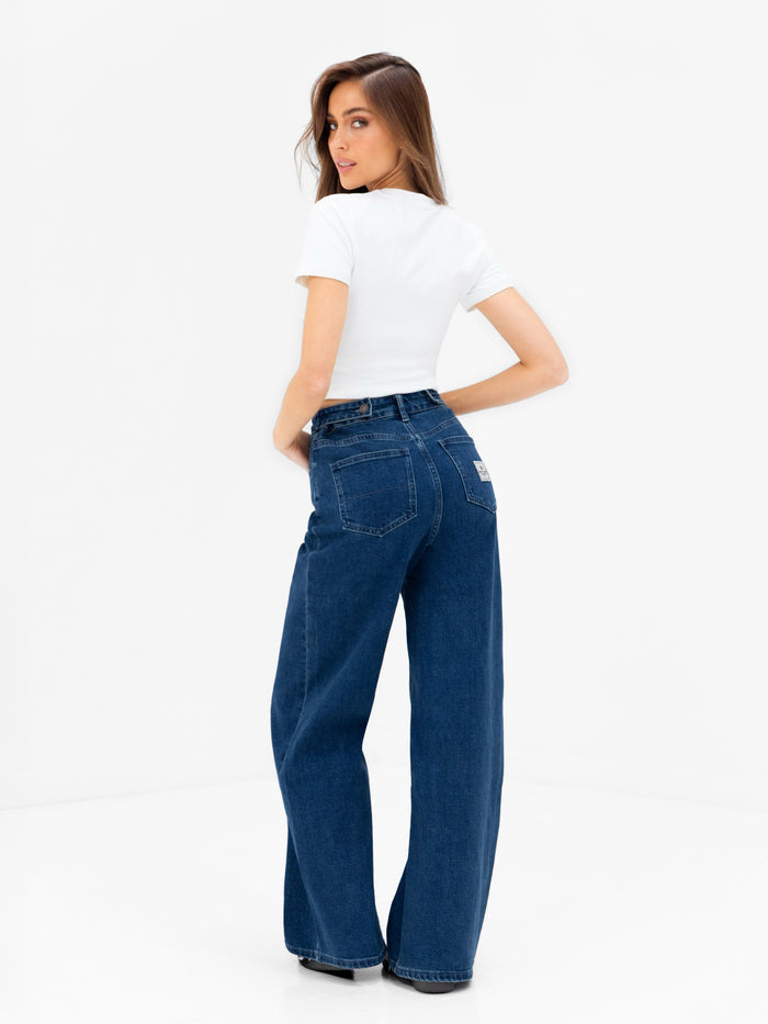 Blakely Wide Cut Jeans - Dark Blue Wash