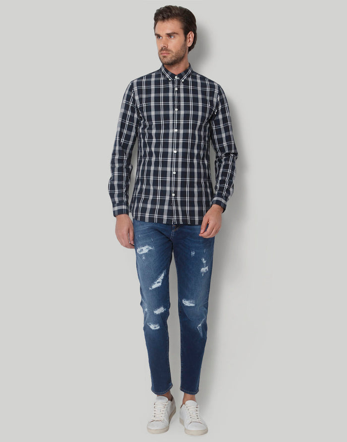 Blue Check Full Sleeves Shirt