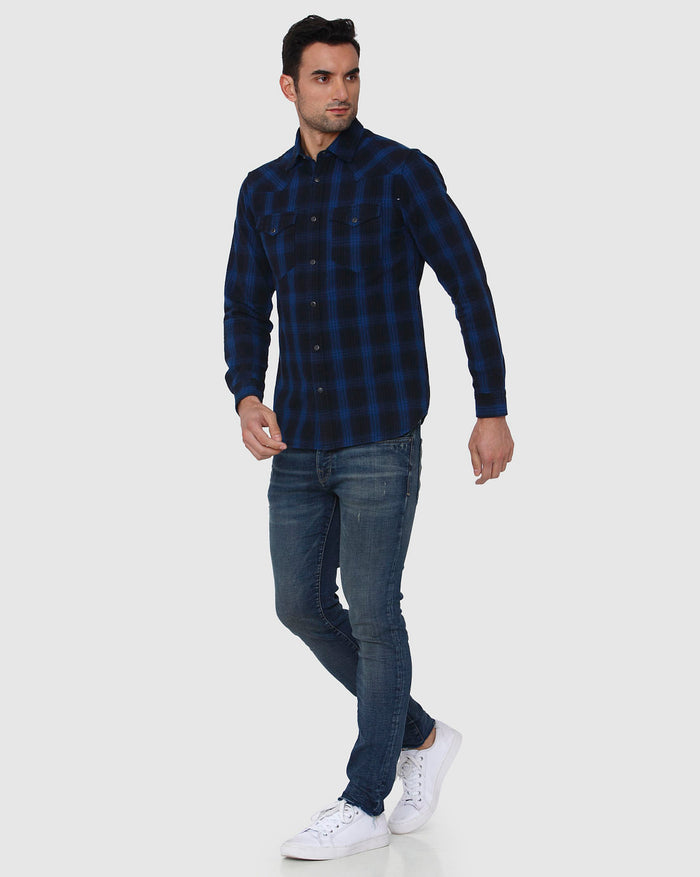 Blue Check Full Sleeves Shirt