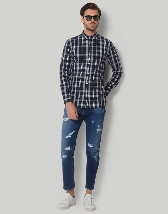 Blue Check Full Sleeves Shirt