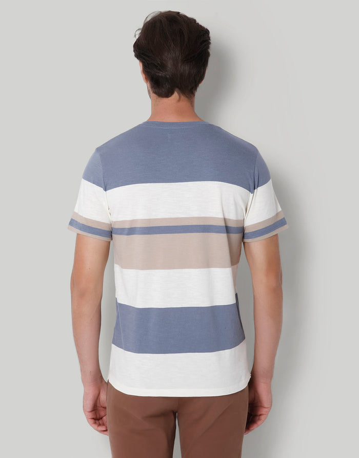 Blue Colourblocked Crew Neck T-Shirt