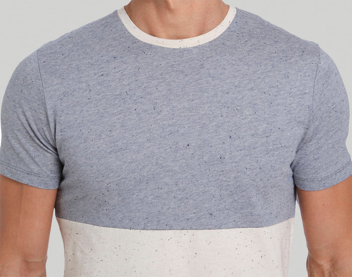 Blue Colourblocked Crew Neck T-Shirt