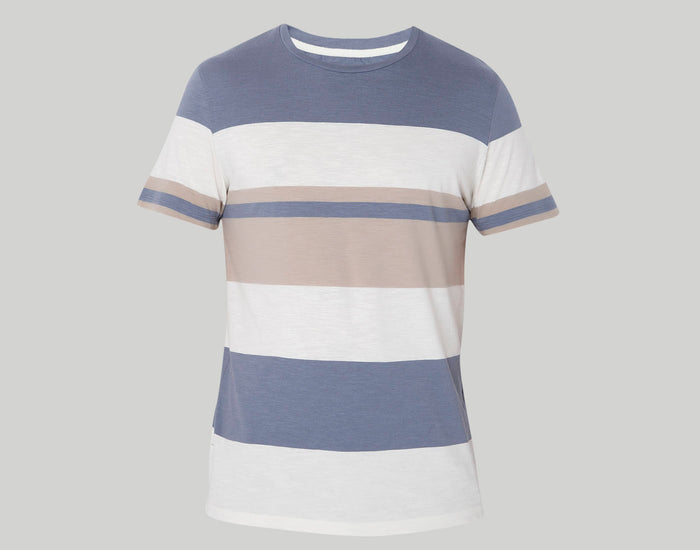 Blue Colourblocked Crew Neck T-Shirt