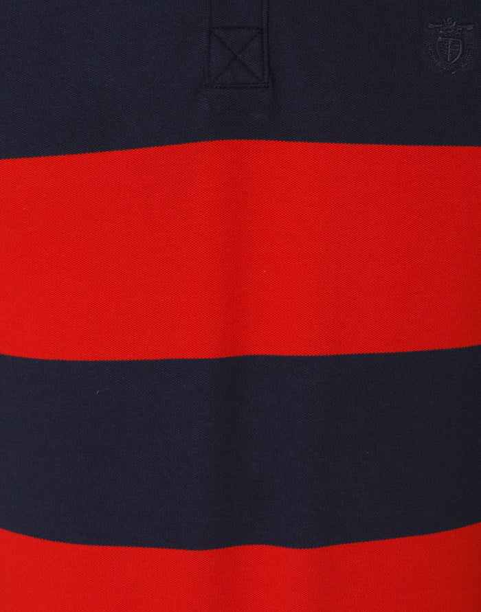 Blue Colourblocked Polo Neck T-Shirt