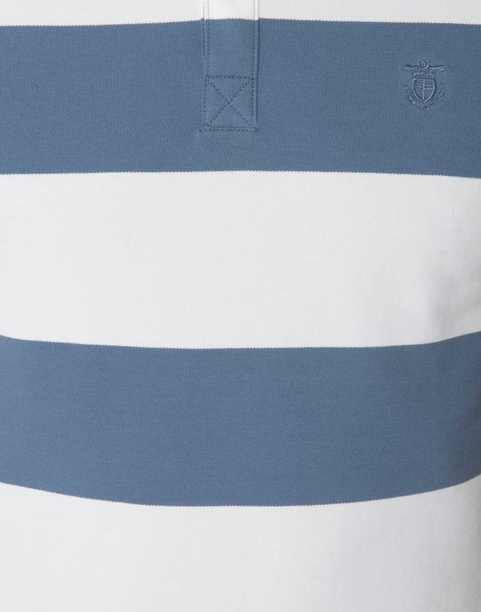 Blue Colourblocked Polo Neck T-Shirt