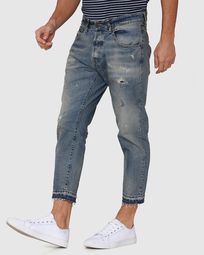 Blue Distressed Regular Fit Jeans