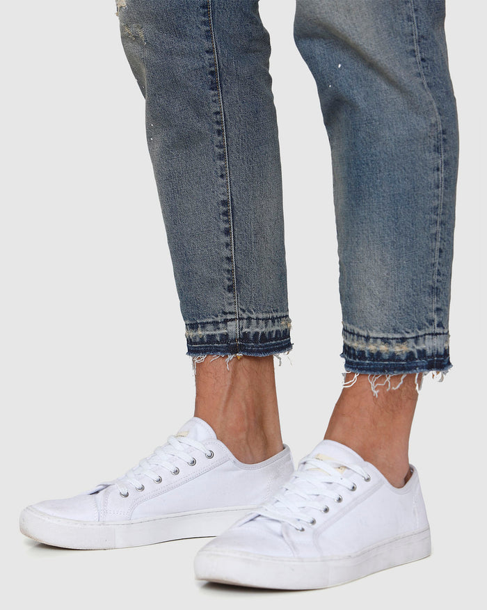 Blue Distressed Regular Fit Jeans