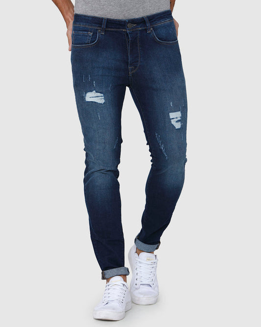 Blue Distressed Skinny Fit Jeans