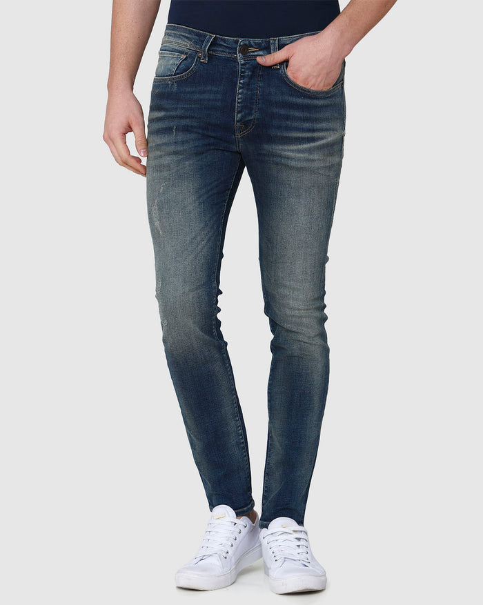 Blue Distressed Skinny Fit Jeans