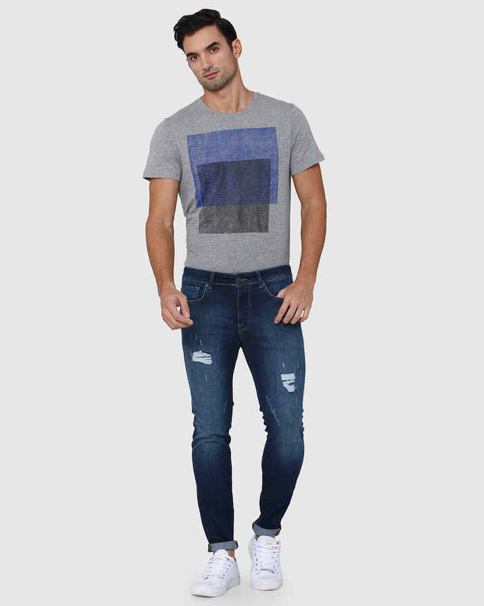 Blue Distressed Skinny Fit Jeans
