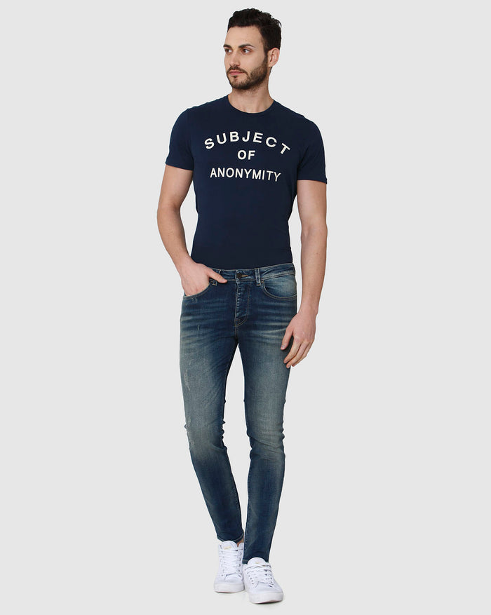 Blue Distressed Skinny Fit Jeans