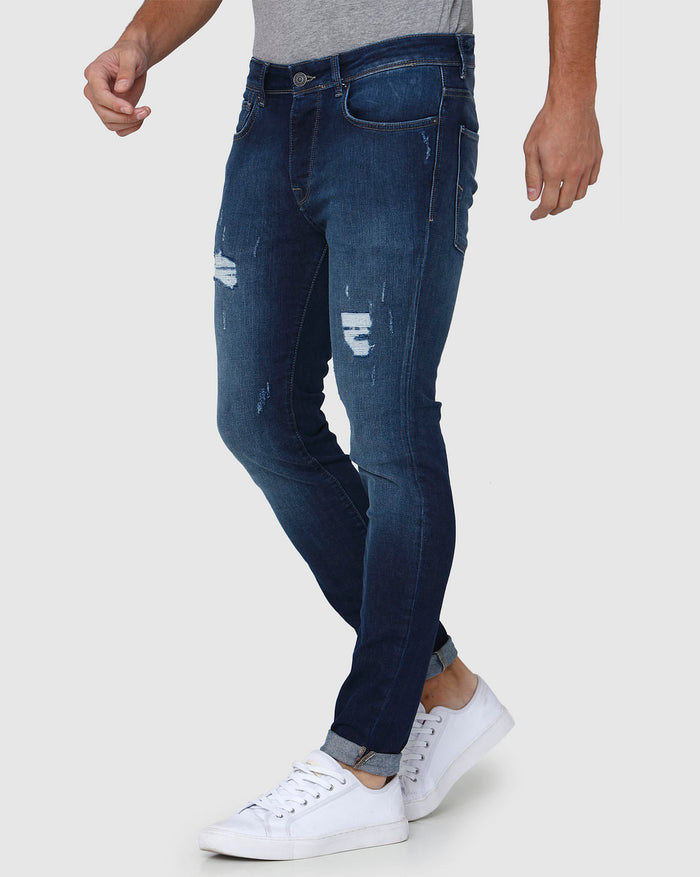 Blue Distressed Skinny Fit Jeans