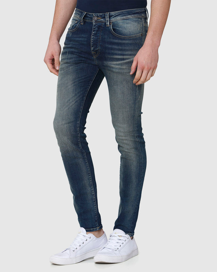 Blue Distressed Skinny Fit Jeans