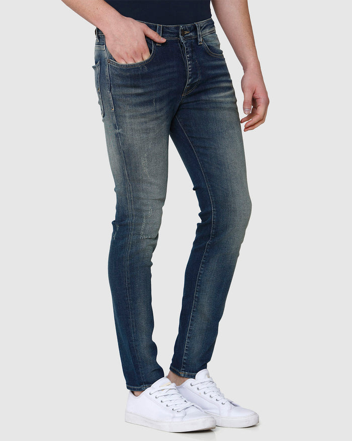 Blue Distressed Skinny Fit Jeans