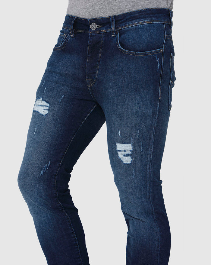 Blue Distressed Skinny Fit Jeans