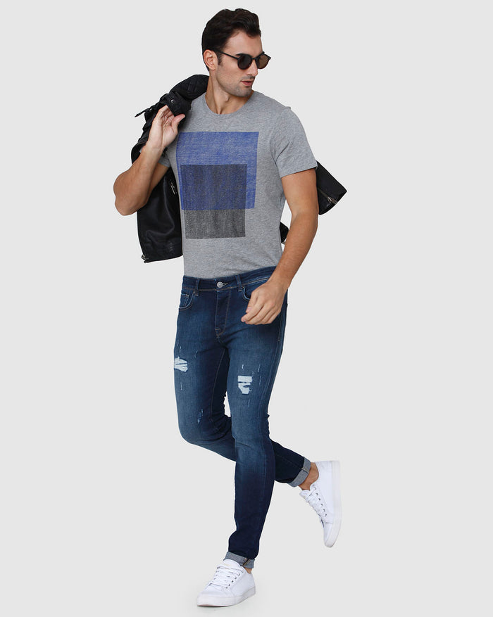 Blue Distressed Skinny Fit Jeans