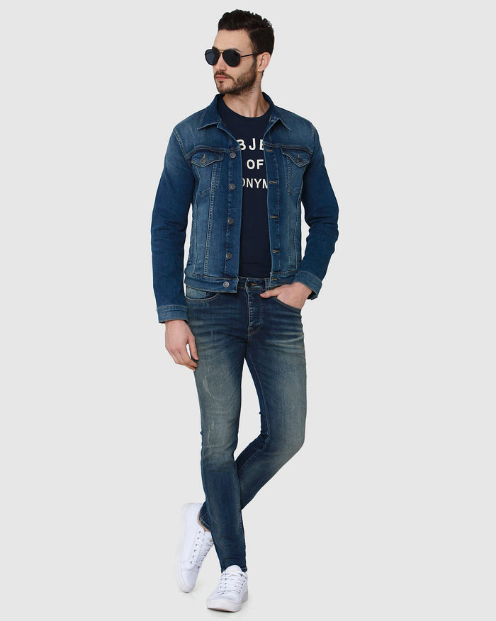 Blue Distressed Skinny Fit Jeans