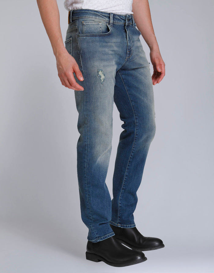 Blue Distressed Slim Fit Jeans