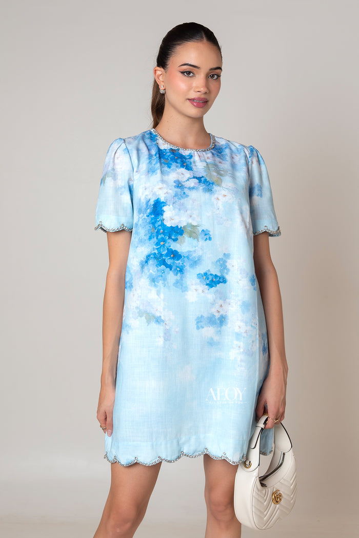 Floral printed mini dress summer wear