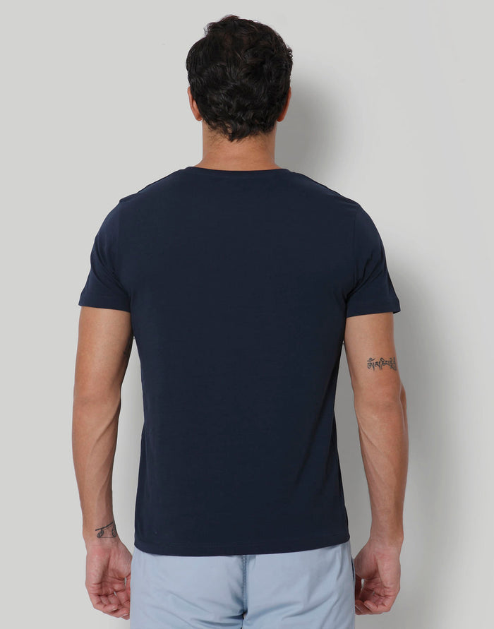 Blue Floral Print Crew Neck T-Shirt