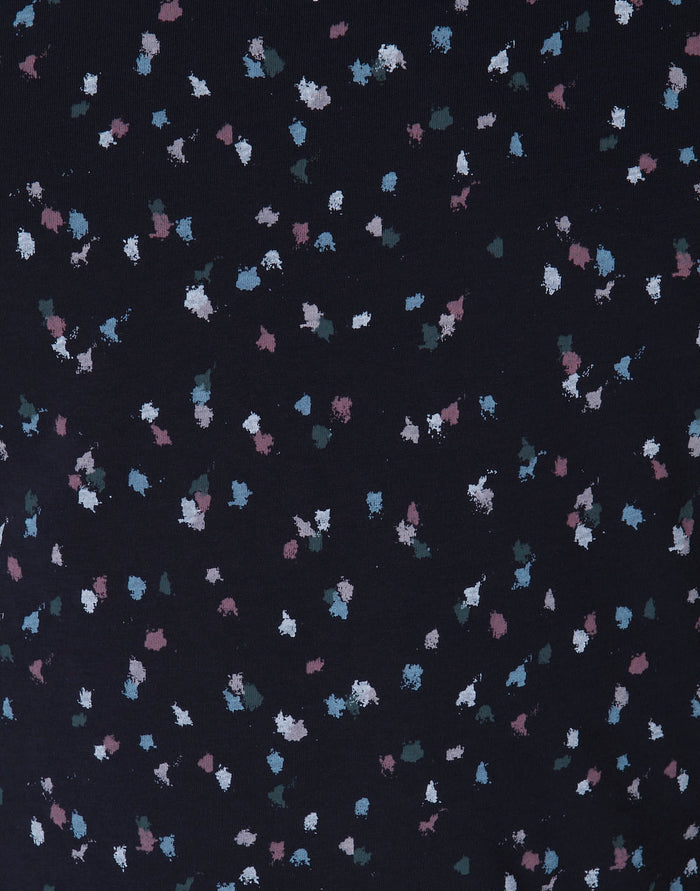 Blue Floral Print Crew Neck T-Shirt