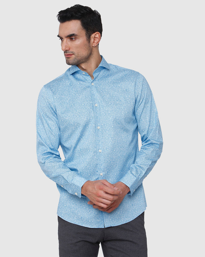 Blue Floral Print Full Sleeves Shirt