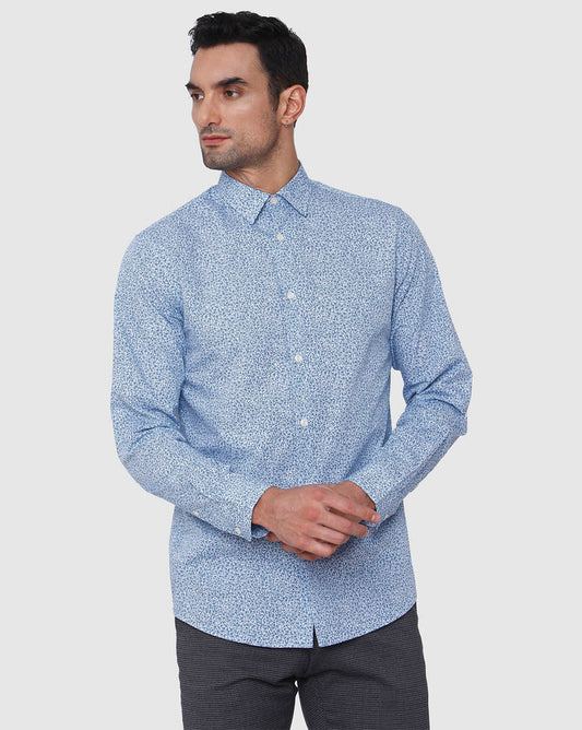 Blue Floral Print Full Sleeves Shirt