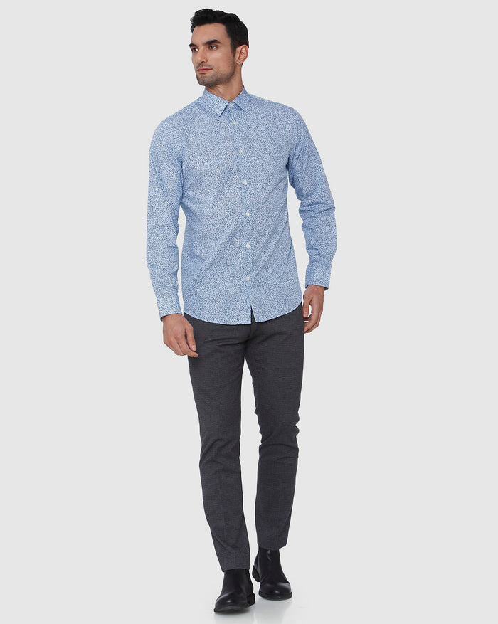 Blue Floral Print Full Sleeves Shirt