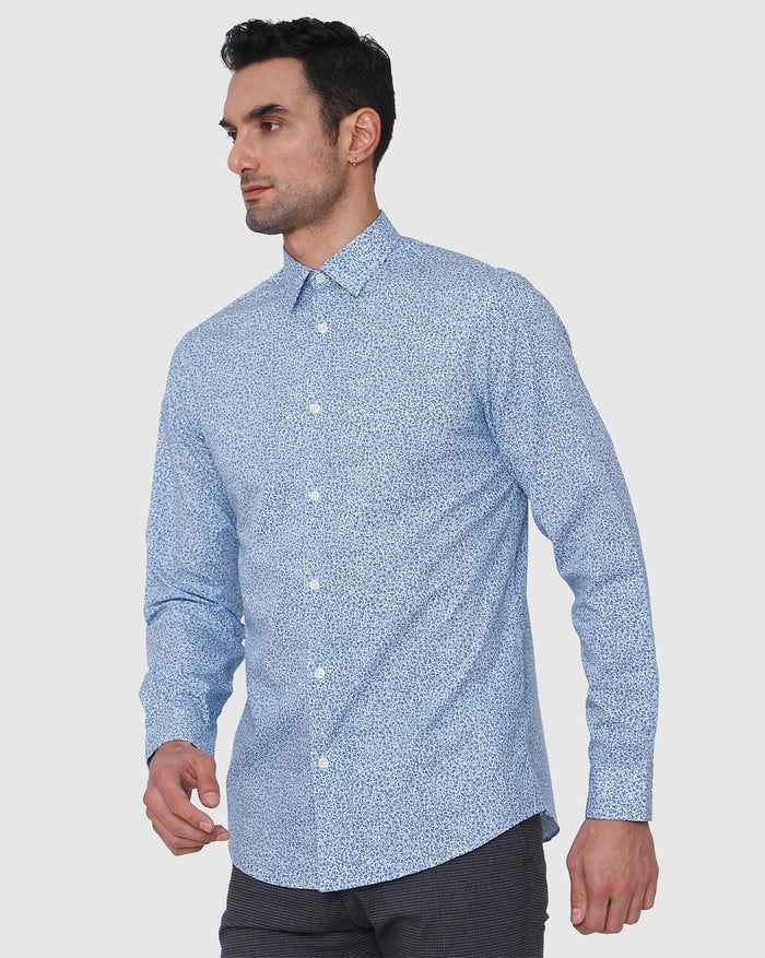 Blue Floral Print Full Sleeves Shirt