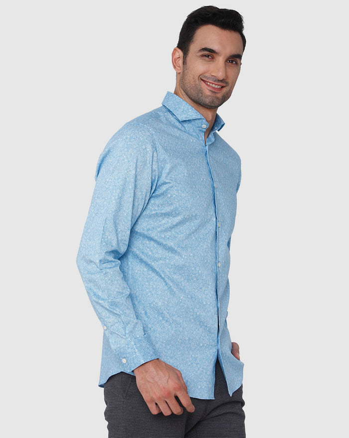 Blue Floral Print Full Sleeves Shirt