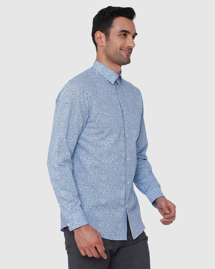 Blue Floral Print Full Sleeves Shirt