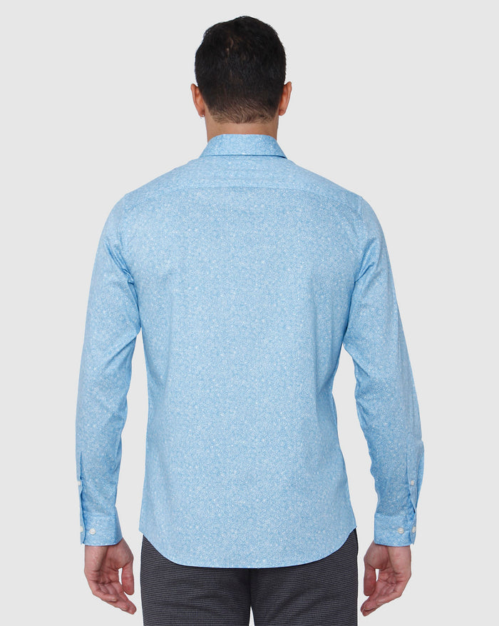 Blue Floral Print Full Sleeves Shirt