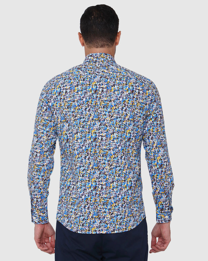 Blue Floral Print Full Sleeves Shirt