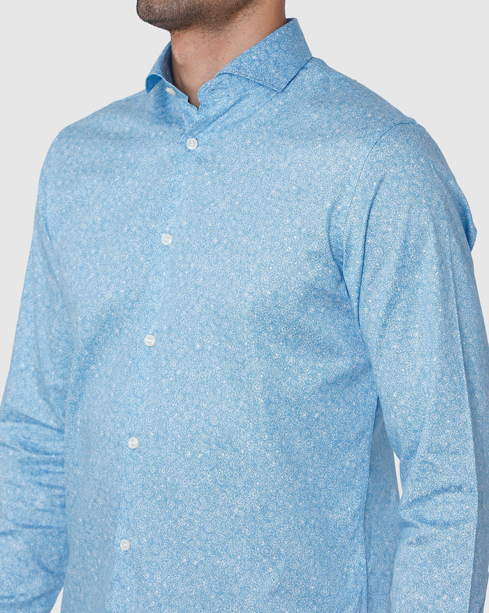 Blue Floral Print Full Sleeves Shirt