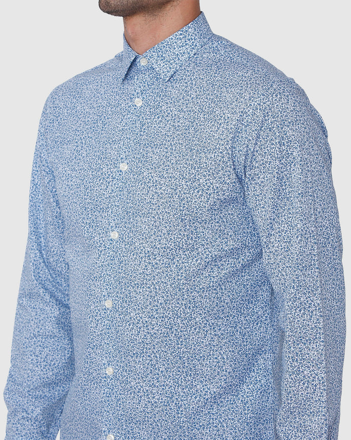 Blue Floral Print Full Sleeves Shirt